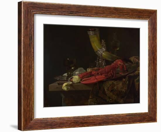 Still Life with the Drinking-Horn of the Saint Sebastian Archers' Guild, Lobster and Glasses-Willem Kalf-Framed Giclee Print