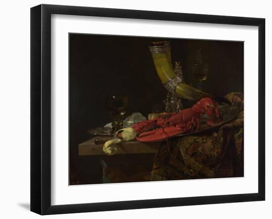 Still Life with the Drinking-Horn of the Saint Sebastian Archers' Guild, Lobster and Glasses-Willem Kalf-Framed Giclee Print
