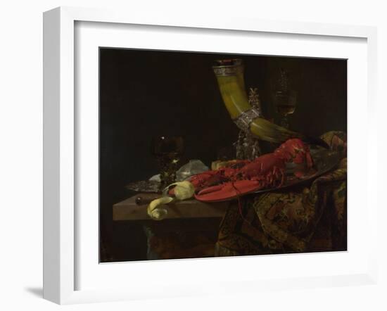 Still Life with the Drinking-Horn of the Saint Sebastian Archers' Guild, Lobster and Glasses-Willem Kalf-Framed Giclee Print