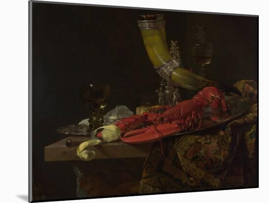 Still Life with the Drinking-Horn of the Saint Sebastian Archers' Guild, Lobster and Glasses-Willem Kalf-Mounted Giclee Print