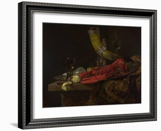 Still Life with the Drinking-Horn of the Saint Sebastian Archers' Guild, Lobster and Glasses-Willem Kalf-Framed Giclee Print