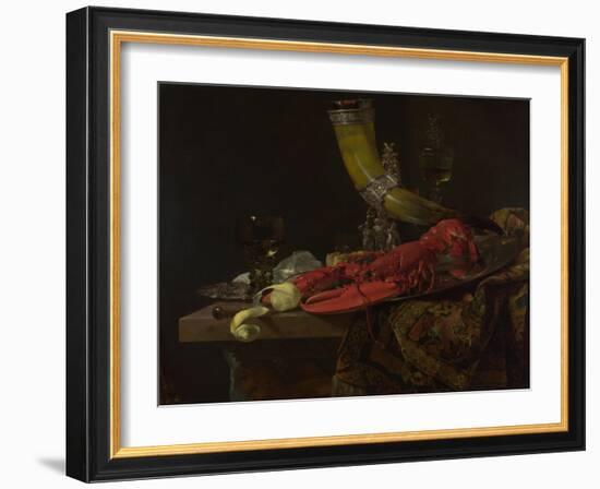 Still Life with the Drinking-Horn of the Saint Sebastian Archers' Guild, Lobster and Glasses-Willem Kalf-Framed Giclee Print