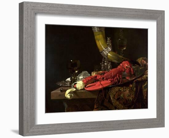 Still Life with the Drinking-Horn of the St. Sebastian Archers' Guild, Lobster and Glasses, C.1653-Willem Kalf-Framed Giclee Print