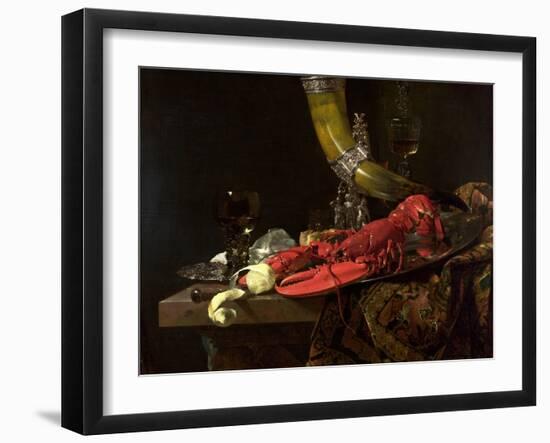 Still Life with the Drinking-Horn of the St. Sebastian Archers' Guild, Lobster and Glasses, C.1653-Willem Kalf-Framed Giclee Print