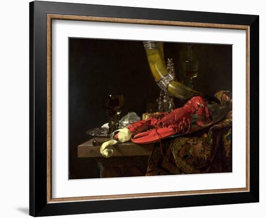 Still Life with the Drinking-Horn of the St. Sebastian Archers' Guild, Lobster and Glasses, C.1653-Willem Kalf-Framed Giclee Print