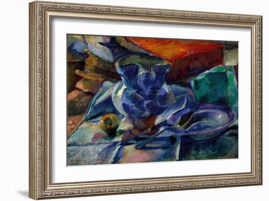 Still Life with the Jug, Bowl and Cutlery. 1916 (Painting)-Umberto Boccioni-Framed Giclee Print