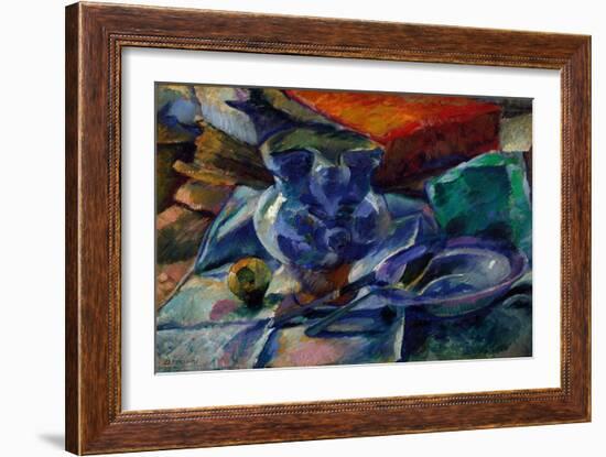 Still Life with the Jug, Bowl and Cutlery. 1916 (Painting)-Umberto Boccioni-Framed Giclee Print