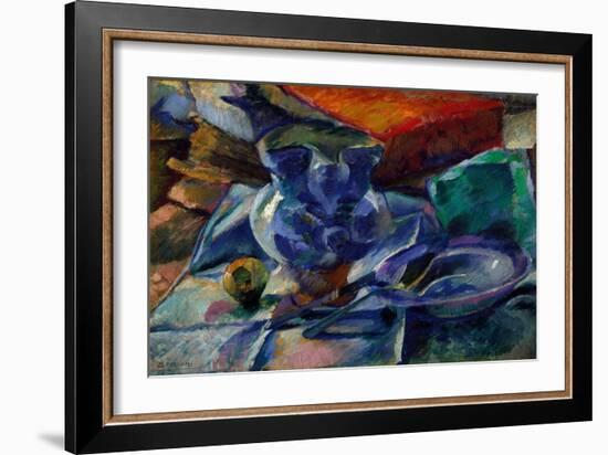 Still Life with the Jug, Bowl and Cutlery. 1916 (Painting)-Umberto Boccioni-Framed Giclee Print