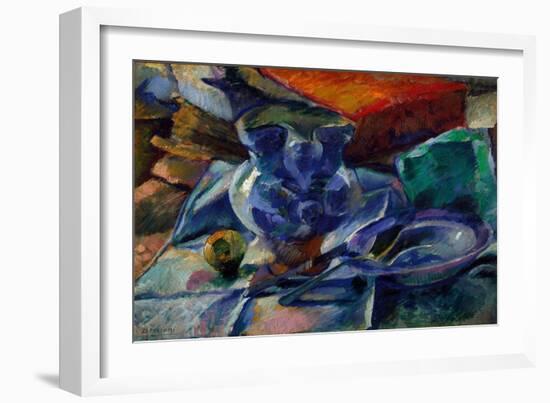 Still Life with the Jug, Bowl and Cutlery. 1916 (Painting)-Umberto Boccioni-Framed Giclee Print