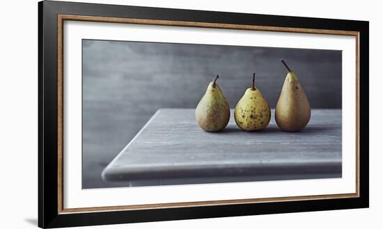 Still Life with Three Autumn Pears on an Old Table-Barbara Dudzinska-Framed Photographic Print