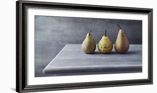 Still Life with Three Autumn Pears on an Old Table-Barbara Dudzinska-Framed Photographic Print