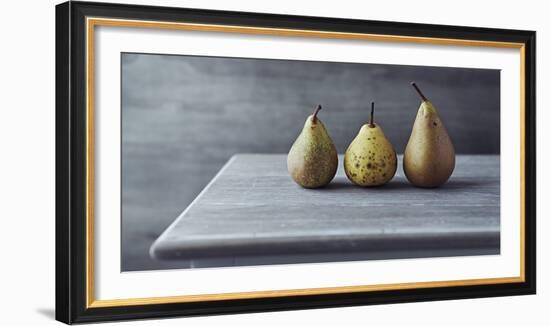 Still Life with Three Autumn Pears on an Old Table-Barbara Dudzinska-Framed Photographic Print