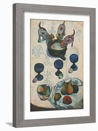 Still Life with Three Puppies, 1888 (Oil on Panel)-Paul Gauguin-Framed Giclee Print