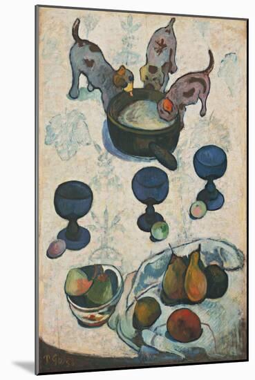 Still Life with Three Puppies, 1888 (Oil on Panel)-Paul Gauguin-Mounted Giclee Print