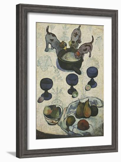 Still Life with Three Puppies-Paul Gauguin-Framed Giclee Print