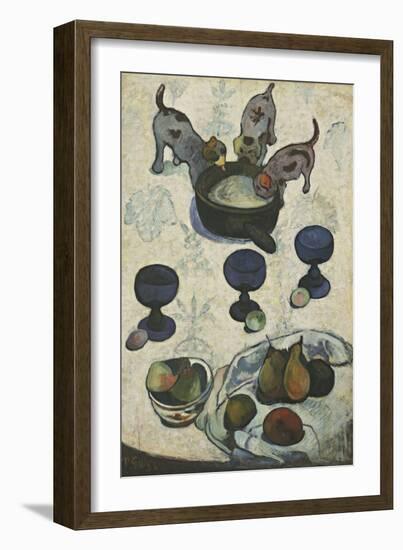 Still Life with Three Puppies-Paul Gauguin-Framed Giclee Print