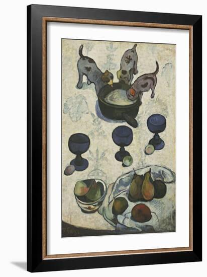 Still Life with Three Puppies-Paul Gauguin-Framed Giclee Print