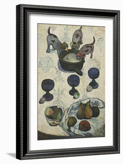 Still Life with Three Puppies-Paul Gauguin-Framed Giclee Print