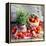 Still Life with Tomatoes and Flowering Basil in a Vase-null-Framed Premier Image Canvas