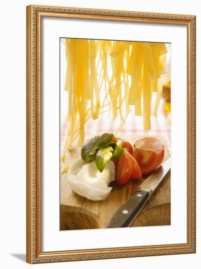 Still Life with Tomatoes, Mozzarella, Basil and Pasta-Foodcollection-Framed Photographic Print