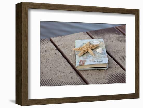 Still Life with Travel Diary, Wooden Jetty, Seashell, Starfish-Andrea Haase-Framed Photographic Print