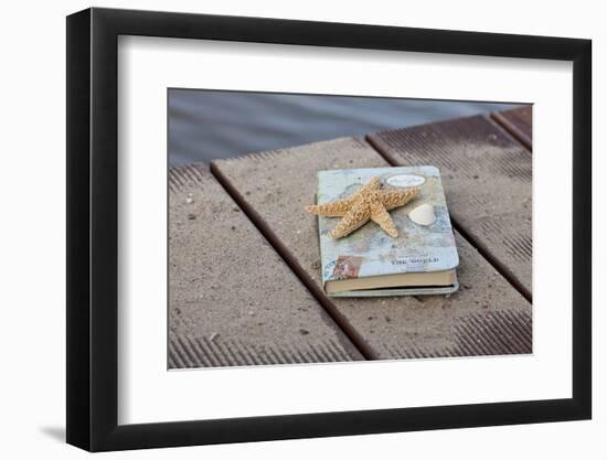 Still Life with Travel Diary, Wooden Jetty, Seashell, Starfish-Andrea Haase-Framed Photographic Print