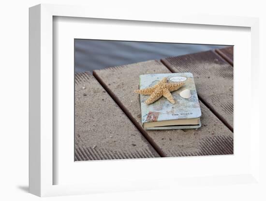 Still Life with Travel Diary, Wooden Jetty, Seashell, Starfish-Andrea Haase-Framed Photographic Print