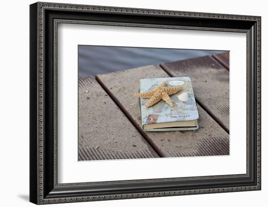 Still Life with Travel Diary, Wooden Jetty, Seashell, Starfish-Andrea Haase-Framed Photographic Print