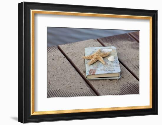 Still Life with Travel Diary, Wooden Jetty, Seashell, Starfish-Andrea Haase-Framed Photographic Print
