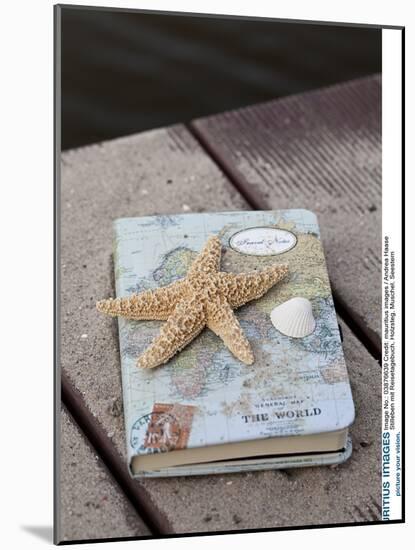 Still Life with Travel Diary, Wooden Jetty, Seashell, Starfish-Andrea Haase-Mounted Photographic Print