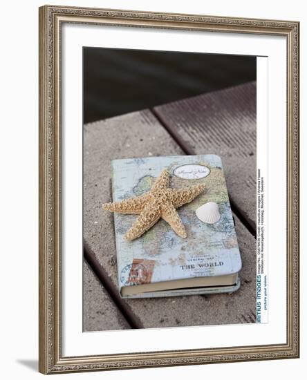 Still Life with Travel Diary, Wooden Jetty, Seashell, Starfish-Andrea Haase-Framed Photographic Print