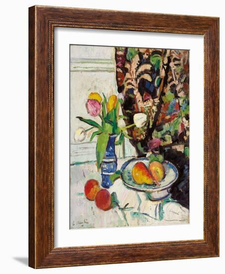 Still Life with Tulips and Fruit-George Leslie Hunter-Framed Giclee Print