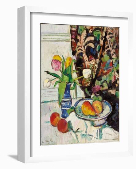 Still Life with Tulips and Fruit-George Leslie Hunter-Framed Giclee Print