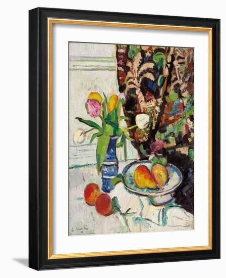 Still Life with Tulips and Fruit-George Leslie Hunter-Framed Giclee Print