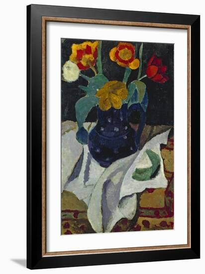 Still life with tulips in a blue pot. 1907-Paula Modersohn-Becker-Framed Giclee Print