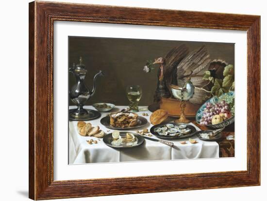 Still Life with Turkey Pie-Pieter Claesz-Framed Giclee Print