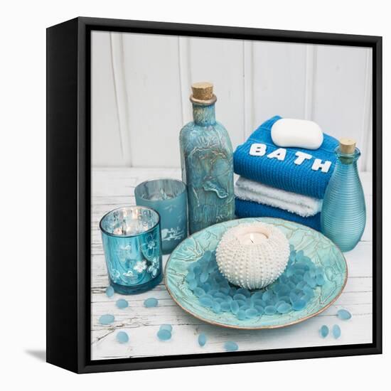 Still Life with Turquoise Objects, Symbol Wellness-Andrea Haase-Framed Premier Image Canvas