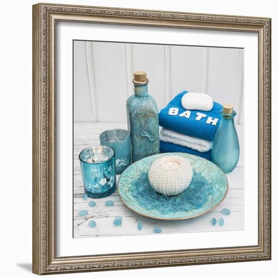 Still Life with Turquoise Objects, Symbol Wellness-Andrea Haase-Framed Photographic Print