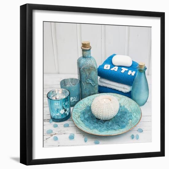 Still Life with Turquoise Objects, Symbol Wellness-Andrea Haase-Framed Photographic Print