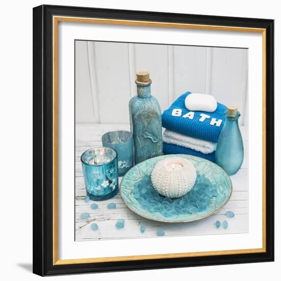 Still Life with Turquoise Objects, Symbol Wellness-Andrea Haase-Framed Photographic Print