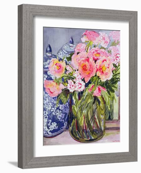 Still Life with Two Blue Ginger Jars-Joan Thewsey-Framed Giclee Print