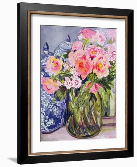 Still Life with Two Blue Ginger Jars-Joan Thewsey-Framed Giclee Print