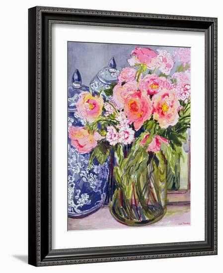 Still Life with Two Blue Ginger Jars-Joan Thewsey-Framed Giclee Print