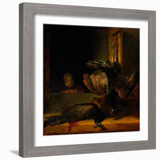 Still Life with Two Peacocks and a Girl, Ca 1639-Rembrandt van Rijn-Framed Giclee Print