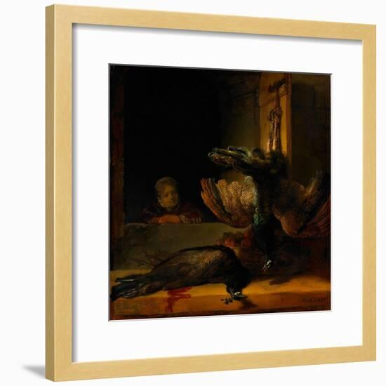 Still Life with Two Peacocks and a Girl, Ca 1639-Rembrandt van Rijn-Framed Giclee Print