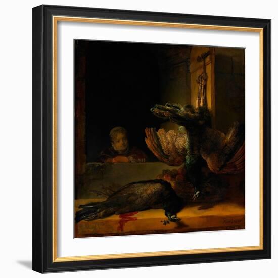 Still Life with Two Peacocks and a Girl, Ca 1639-Rembrandt van Rijn-Framed Giclee Print