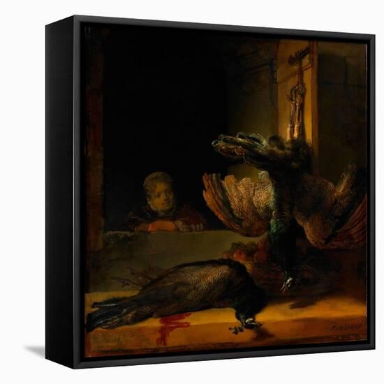 Still Life with Two Peacocks and a Girl, Ca 1639-Rembrandt van Rijn-Framed Premier Image Canvas