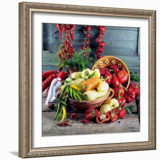 Still Life with Various Hungarian Peppers-null-Framed Photographic Print