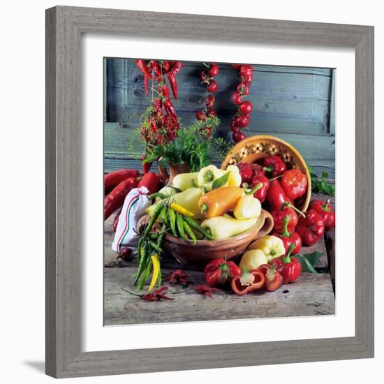 Still Life with Various Hungarian Peppers-null-Framed Photographic Print