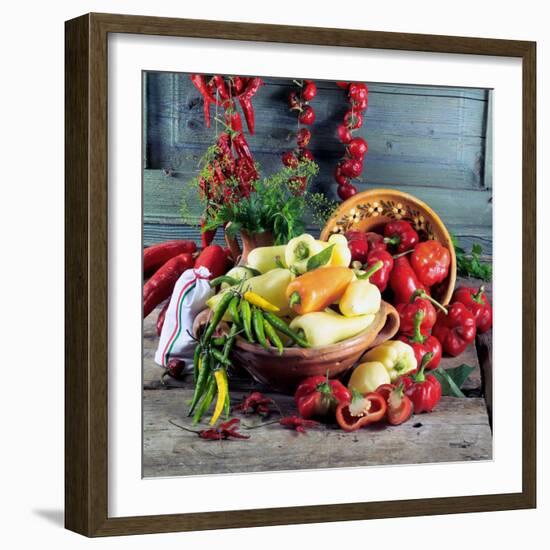 Still Life with Various Hungarian Peppers-null-Framed Photographic Print